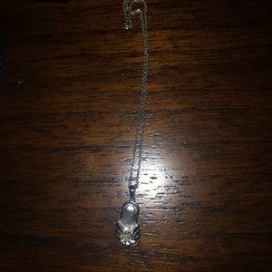 Silver Flip Flop Necklace with diamond center